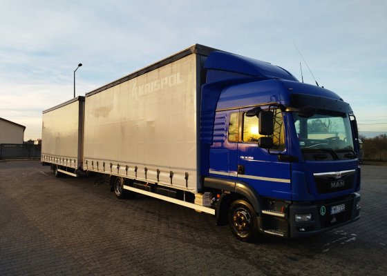 MAN TGL 12.250 zestaw auto + przyczepa + dodat dokująca wózek widłowy